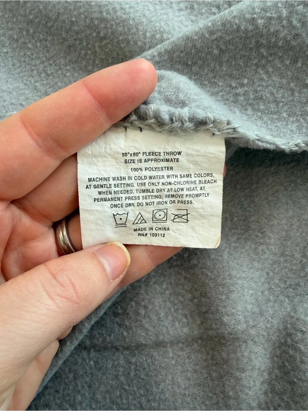 Grey Fleece Blanket 50”x60”